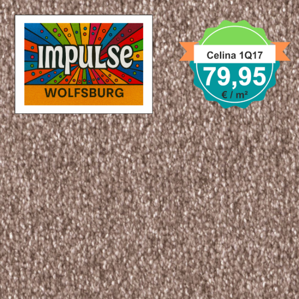Teppich-Ausschnitt Vorwerk Celina 1Q17 erdbeere mit Preisschild 79,95 €/m²